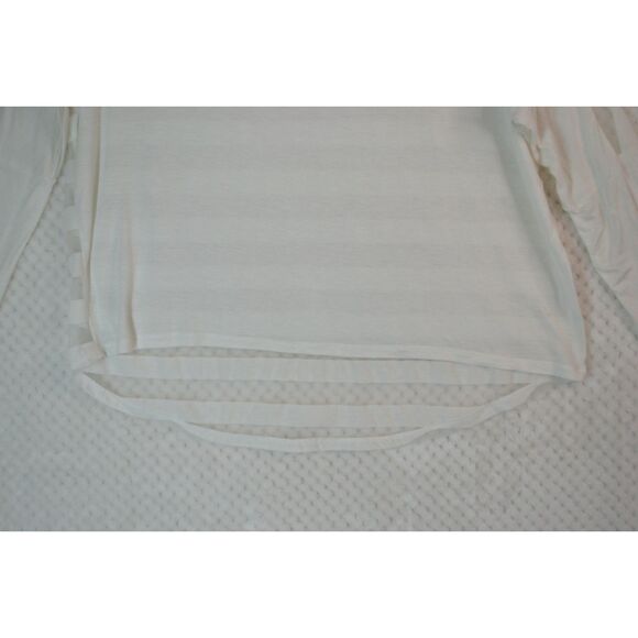 Six Degrees of Separation Women's Medium White Sheer Back Hi Low Top - Picture 3 of 11